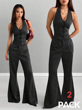 Coolane Women's Y2K Going Out Concert Striped Tops And Petite Bell Bottoms,2pcs